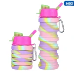 BZY Foldable Drinking Water Bottle Leakproof Fold Silicone Water Bottles Cup With Straw Outdoor Hiking Camping 500ml { Multi Color } - Image 6