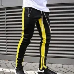 Casual Men's Sweatpant Trouser Black + Yellow - Image 2