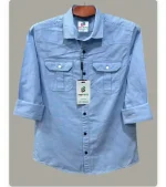 Double Pocket  shirt for men(sky) - Image 2