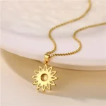 Golden Vermiculite To Sunflower Pendant Personalized Titanium Steel Necklace Women Fresh Trend Fashion Jewelry - Image 4