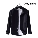 Men's Solid Colour Ban color Shirt  (Black) - Image 2