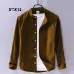 Men's Solid Colour Ban color Shirt(Golden) - Image 2