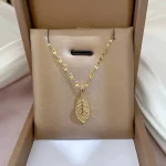 WomenS Luxurious Leaf Titanium Steel Zircon Necklace - Image 2