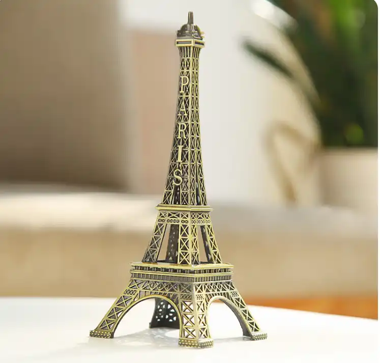 World Map 3D Rotating Glove Decoration Bronze   Color & Eiffel Tower Metal Showpiece Decoration Gift - Image 3